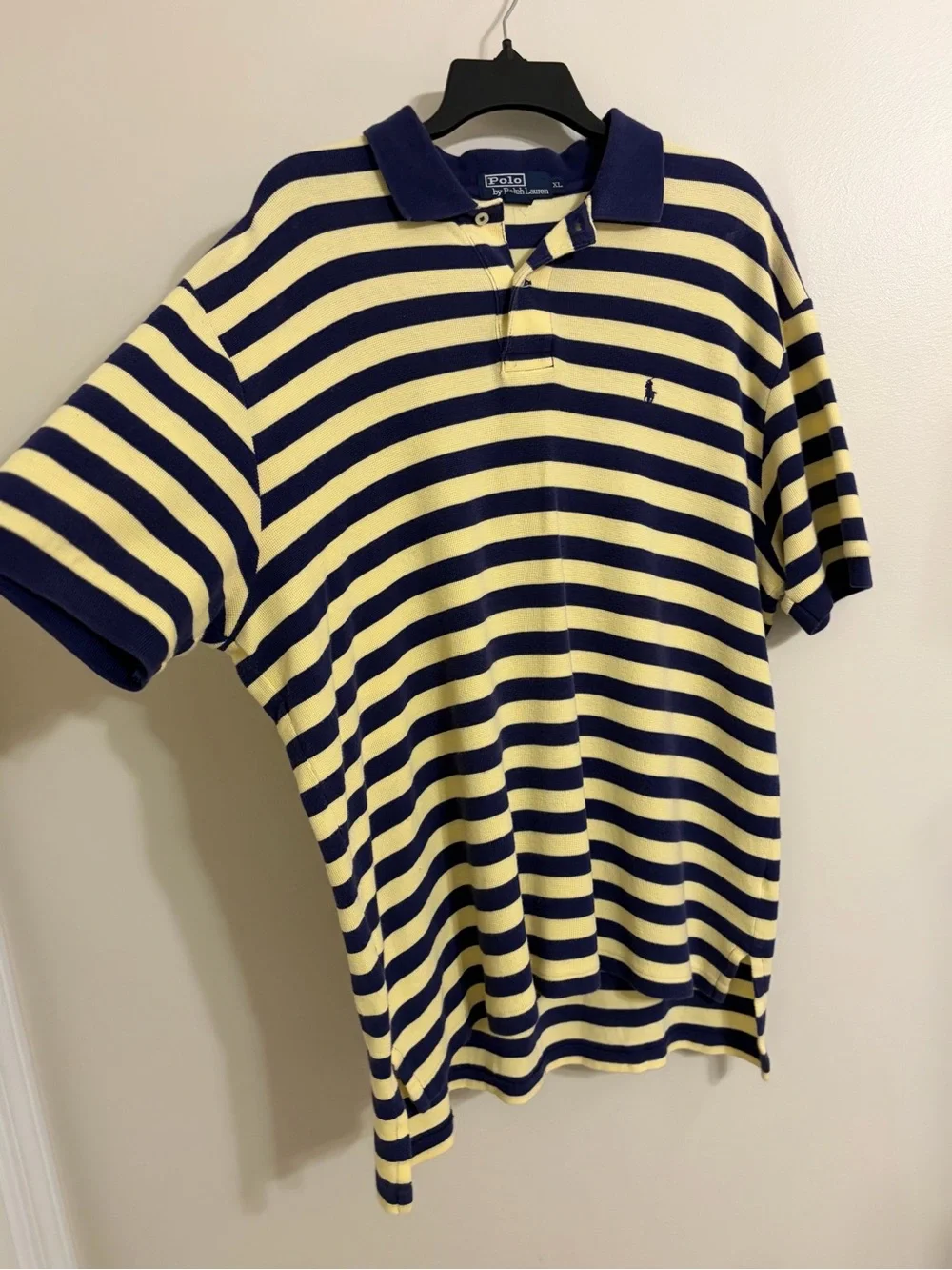 Polo by Ralph Lauren | Men's Navy and Yellow Striped Polo Shirt size XL